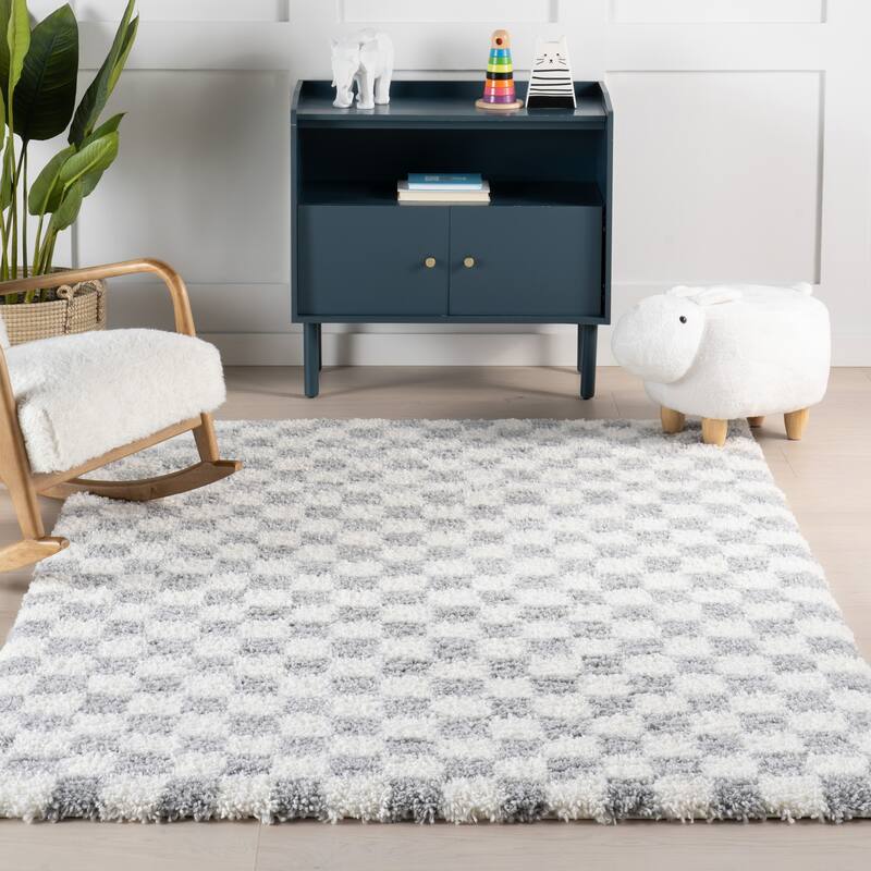 Nuloom Adelaide Mid-Century Checkered Shag Area Rug