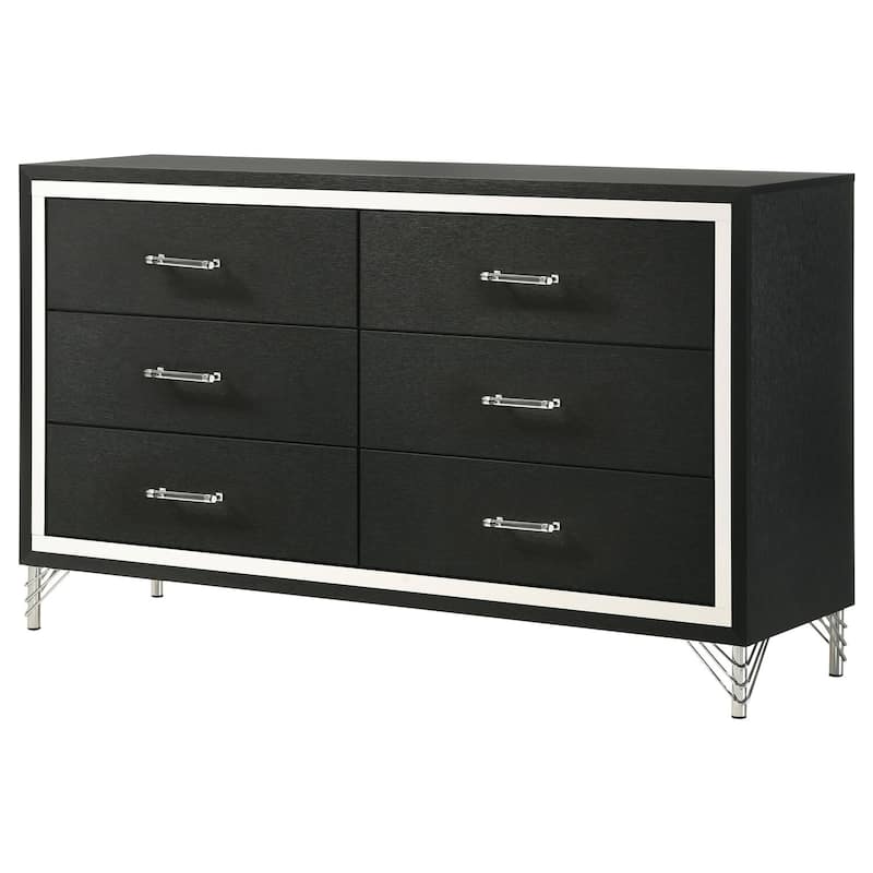 6-Drawer Black Dresser Cabinet with Smooth Glide Drawers, Sleek Contemporary Look, and Spacious Bedroom Storage