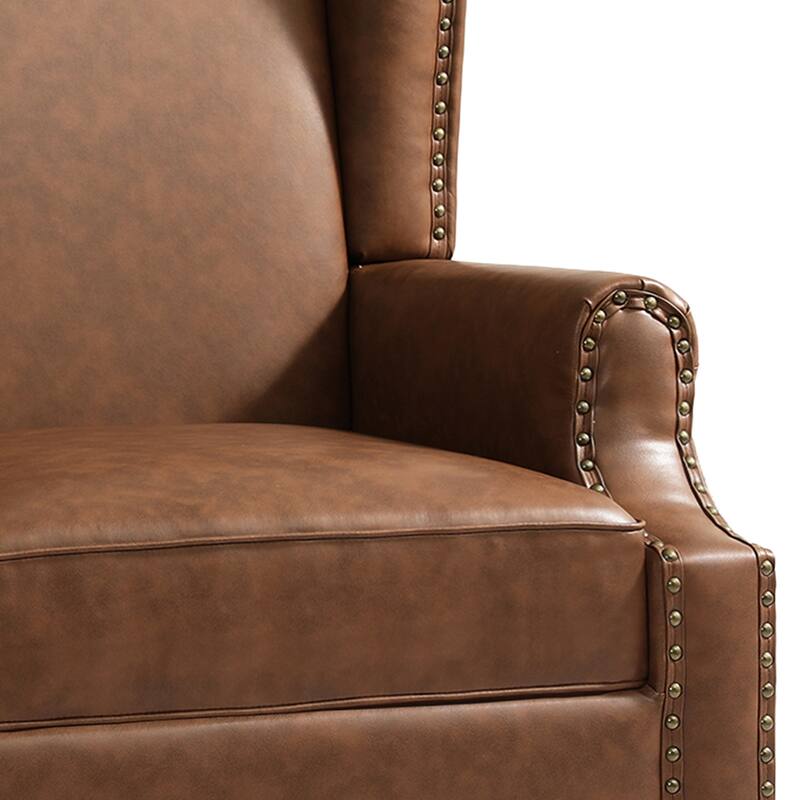 2 Set Modern Vegan Leather Wing Back Armchair