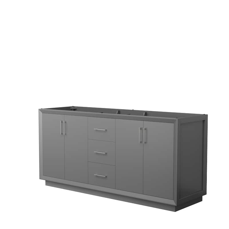 Strada 72-Inch Double Vanity Cabinet - Dark Gray, Brushed Nickel Trim, No Top