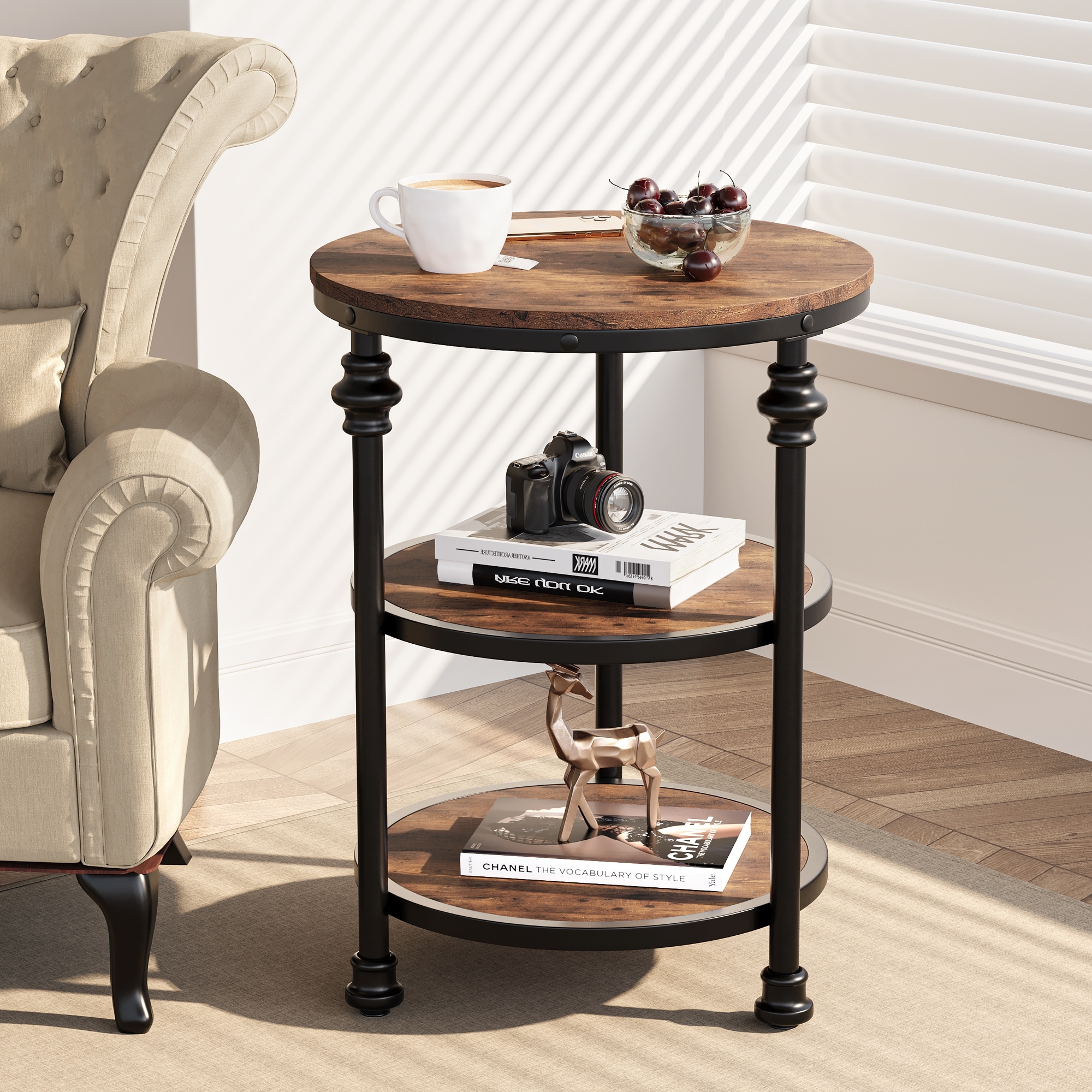 Round tiered best sale side table