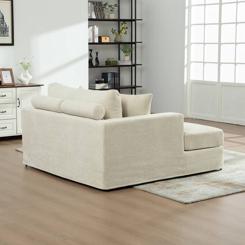 56.3" Wide Extra Large Chenille Sofa Bed, Sturdy Metal Legs, Strong Load-Bearing for Living Room, Bedroom, Apartment