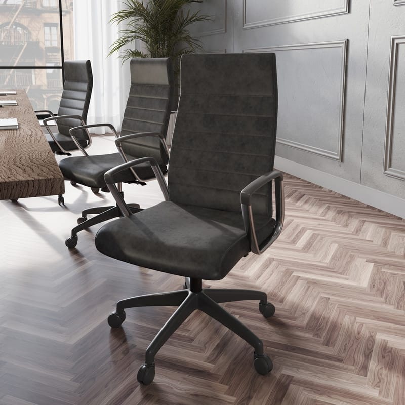 Hilton Modern High Back Ergonomic Leather Office Chair with Adjustable Height, Swivel, and Tilt for Conference or Executive Desk