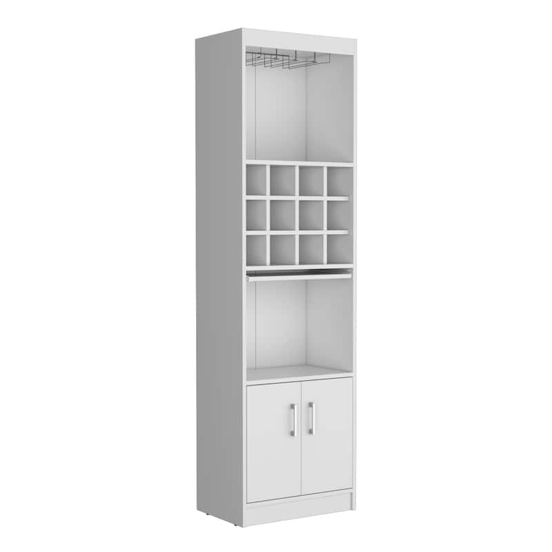 HomeRoots 71" White Wood Bar Cabinet With Two Doors