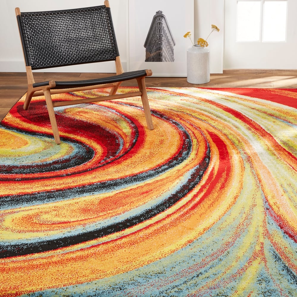 Home Dynamix Splash Adja Abstract Rainbow Swirl Area Rug