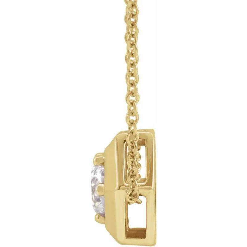 Yellow Gold 1/2ct Lab Grown Diamond Solitaire Geometric Pendant Necklace