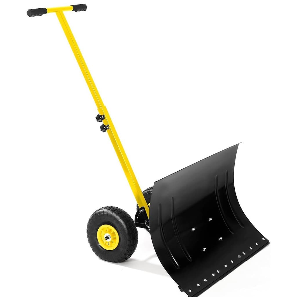 29.1 Wx 16.5 H Ergonomic T-Handle Heavy Duty Snow Shovel with Wheels for Driveway, Sidewalk
