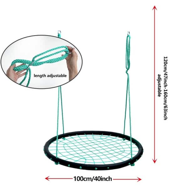 Kids Swing Playground Platform Nylon Rope Detachable 40" - Diameter 40"