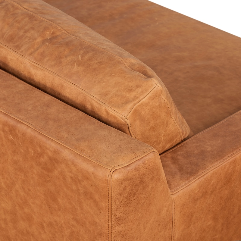 Poly & Bark Zyon 90" Sofa in Cognac Tan - Full Grain Genuine Italian Leather