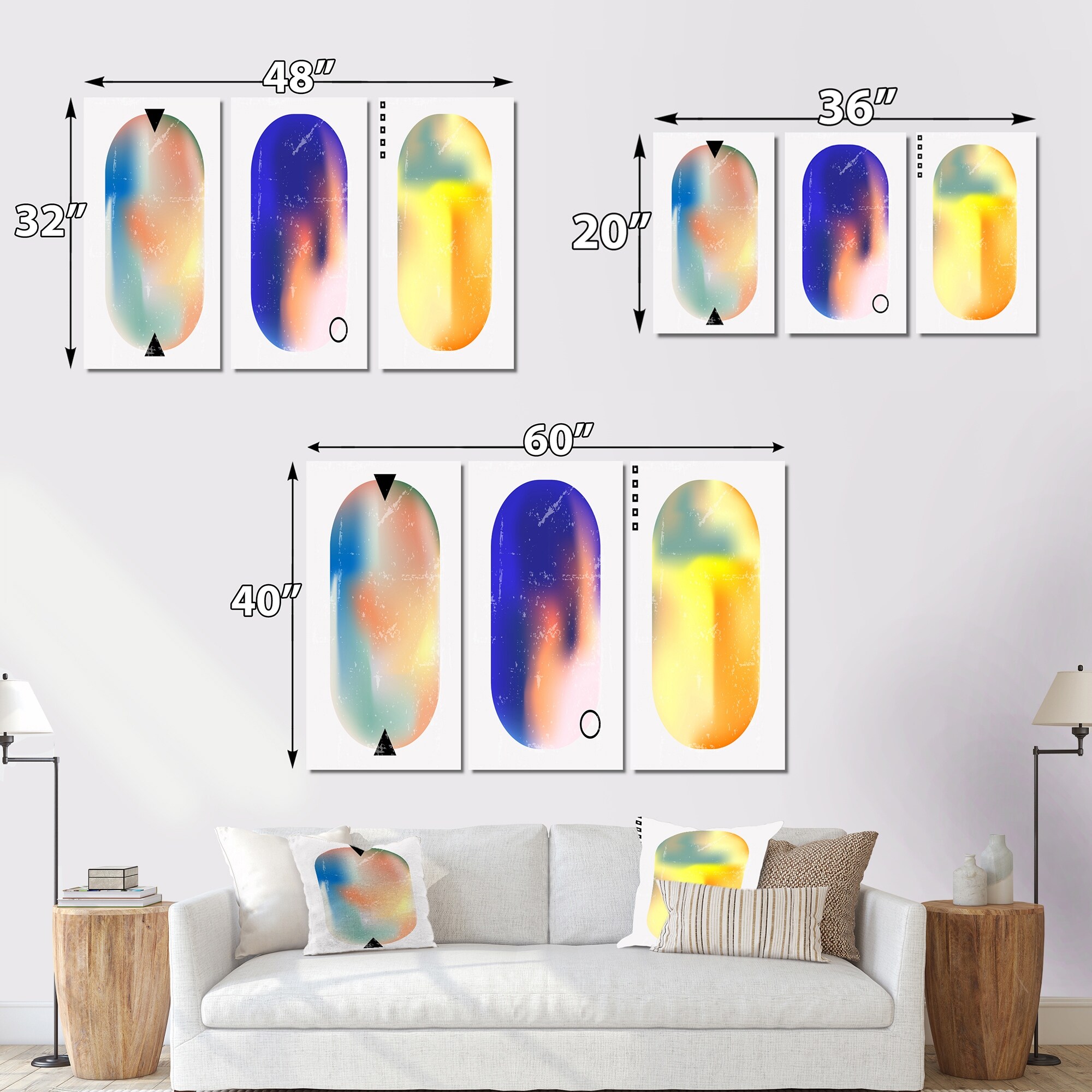 Fluid Gradient Abstract Vintage Shapes I - Mid-Century Modern Art Set by Designart-image