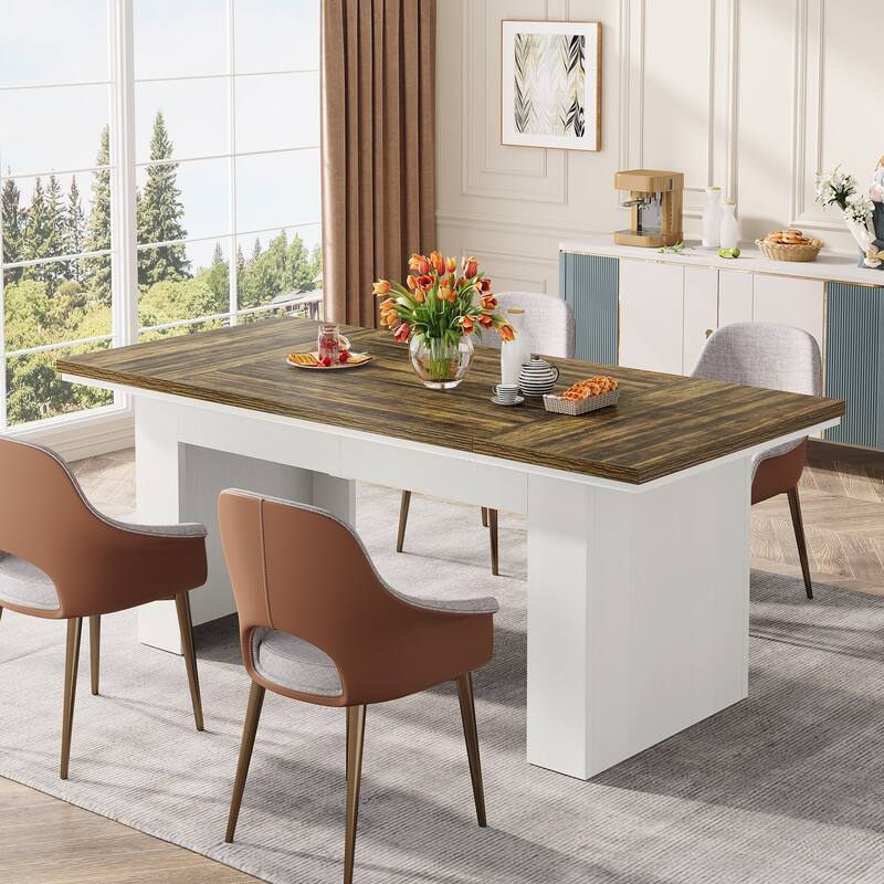 63" Dining Table for 4-6 People, Farmhouse Dining Room Table Rectangle Kitchen Table