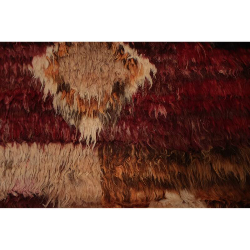 Hand Knotted Oriental 100% Wool Carpet Modern Tribal Red Moroccan Area Rug - 9' 10'' X 8' 2''