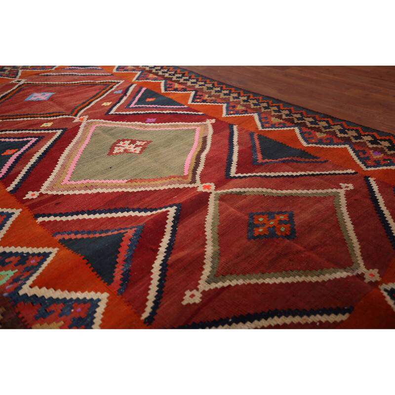 Vegetable Dye Kilim Qashqai Persian Rug Hand-Woven Tribal Wool Carpet - 4'3"x 7'10"