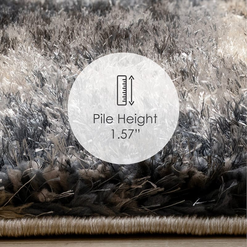 Beige Grey Black Distressed Soft High-Traffic Rug