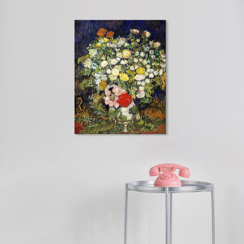 Wynwood Studio Canvas Floral and Botanical Van Gogh - Bouquet of Flowers in a Vase Green and Traditional Wall Art Canvas Print - 20 x 16