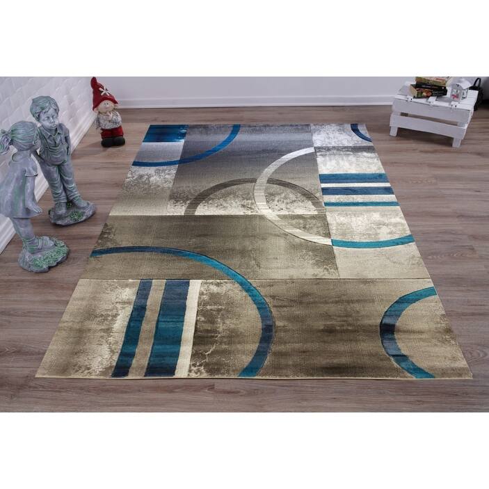 Modern Geometric Abstract Multicolor Area Rug
