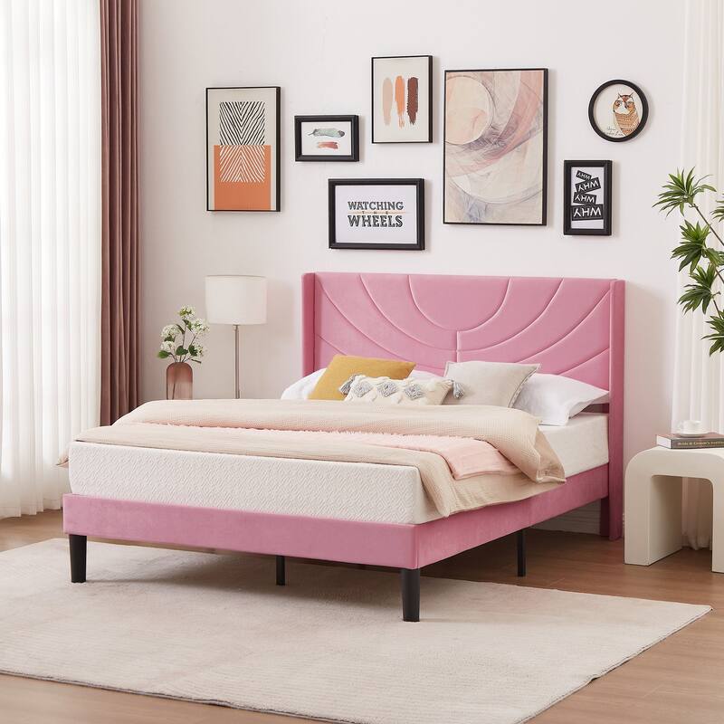 Bedroom Sets, 3-pieces Bedroom Set with Height Adjustable Upholstered Bed and Nightstands Set of 2-VECELO, 15 Style Options