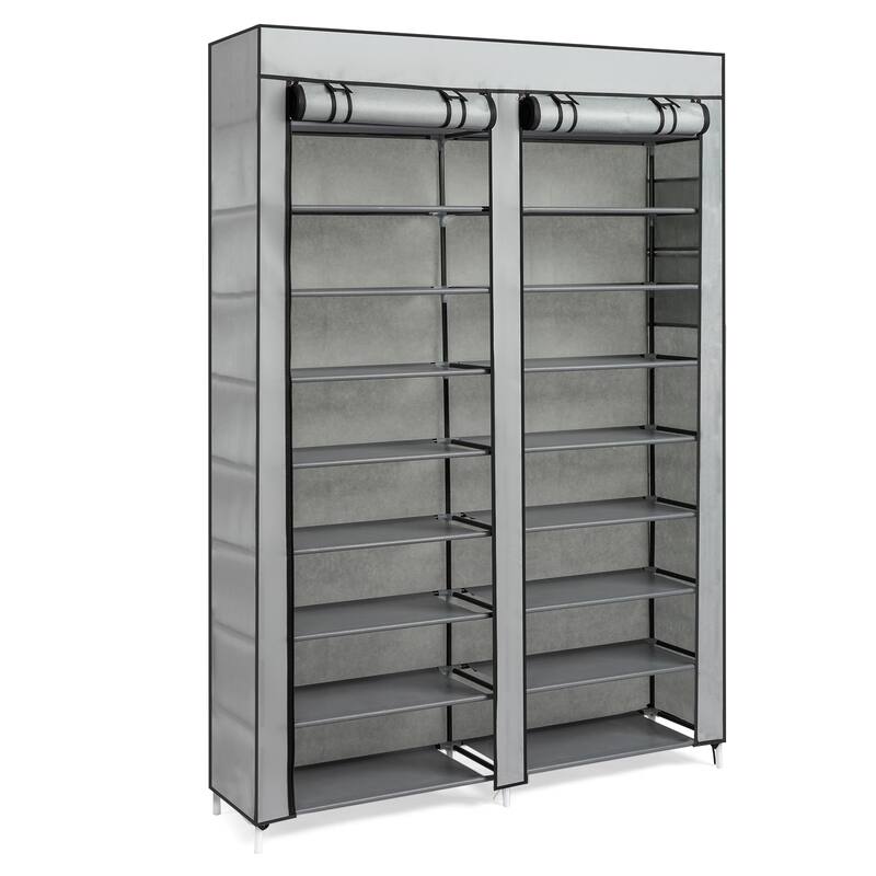 10-Tier Vertical Non-Woven Fabric Shoe Storage Rack with Iron Frame for Home Entryway - 45.25”W x 11.81”D x 62.99”H