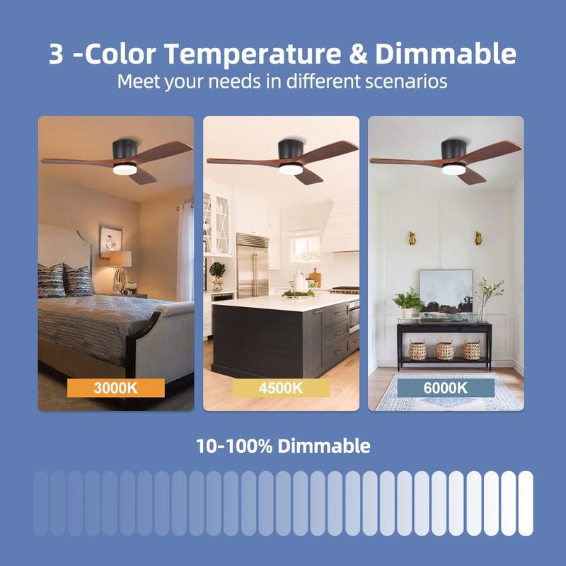 48In 3Blade Dc Motor Indoor Ceiling Fan With Light Kit And Remote