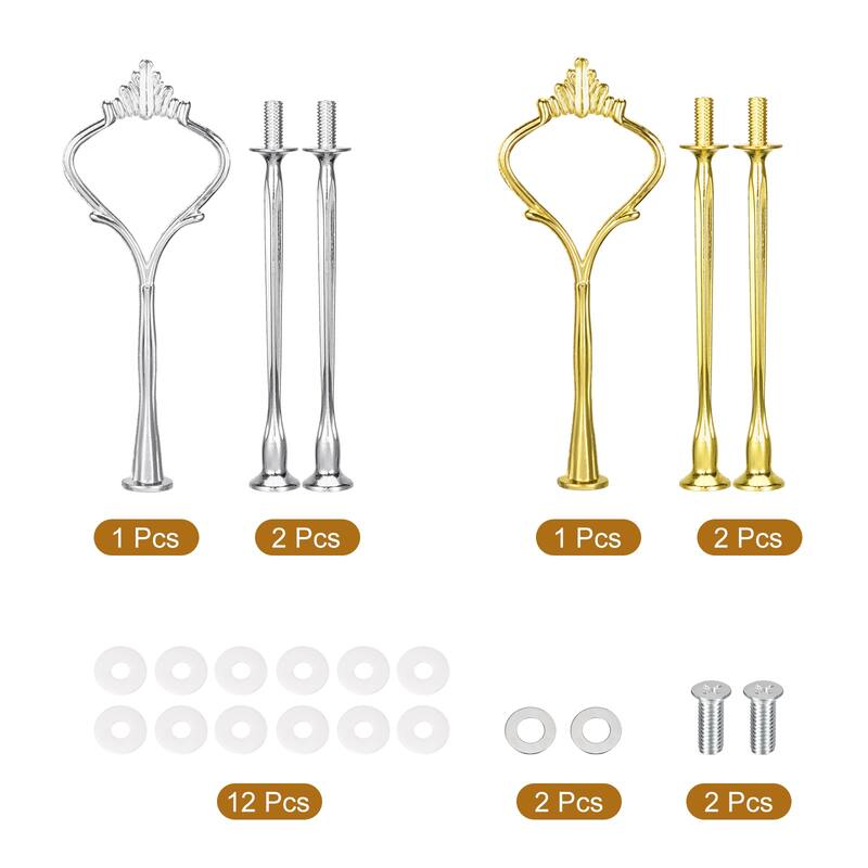 Cake Tray Stand Handle Cupcake Dessert Plate Hardware Fitting Holder Rod Stand Handle, 3-Tiers