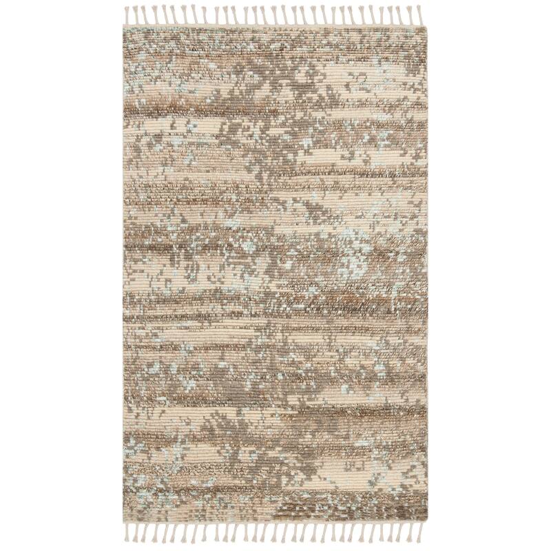 SAFAVIEH, Hand-knotted Kenya Engelica Southwestern Tribal Wool Rug - 6' x 9' - Beige/Silver