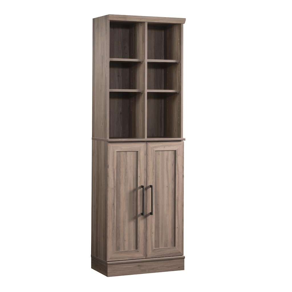 Wood Storage Cabinet with customizable storage, Brown Gray - 23.31"W x 12.99"D x 71.42"H