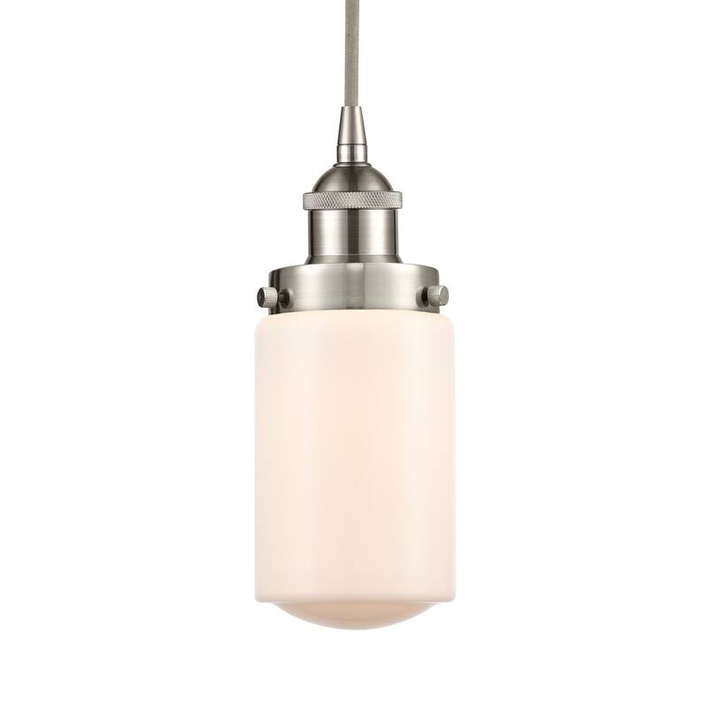 Innovations Lighting 616-1PH-10-5 Dover Pendant Dover 5" Wide Mini - Brushed Satin Nickel / Matte White
