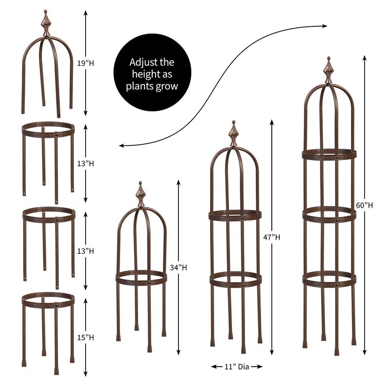 5' Powder-Coated Steel Garden Obelisk