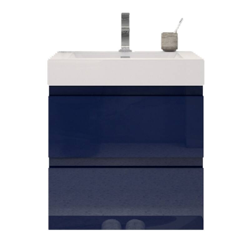 Baillie 24'' Wall-Mounted Vanity with Reinforced Acrylic Sink - 24''Width - High Gloss Night Blue