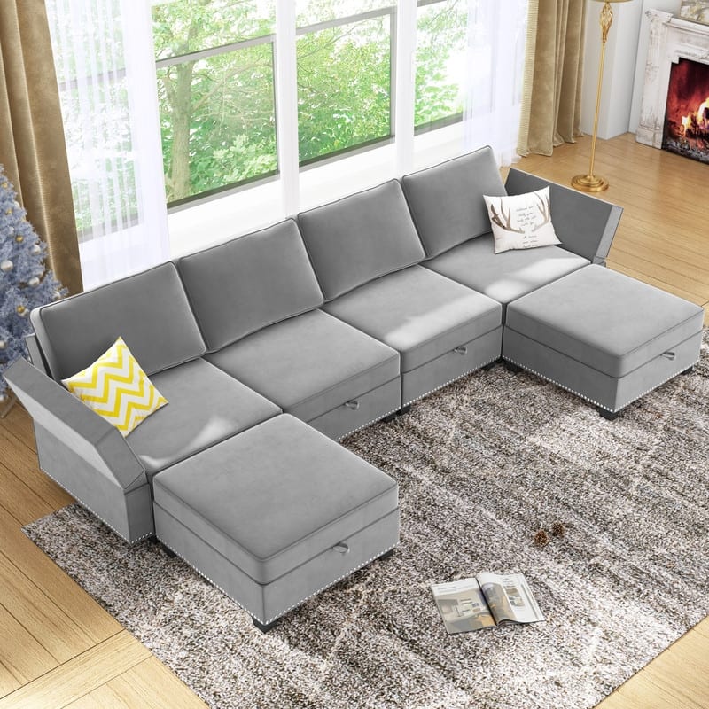 Mixoy 6-Seater Transferable Position Free Combination Sectional Sofa with Storage