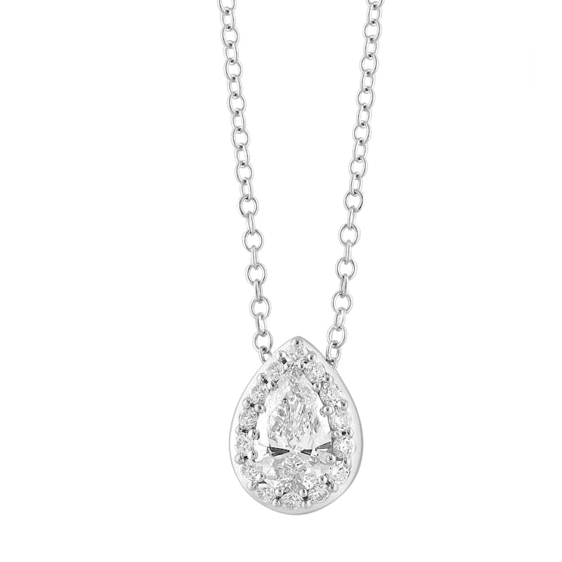 EFFY 14k White Gold Lab Grown Diamond Pear Pendant Necklace