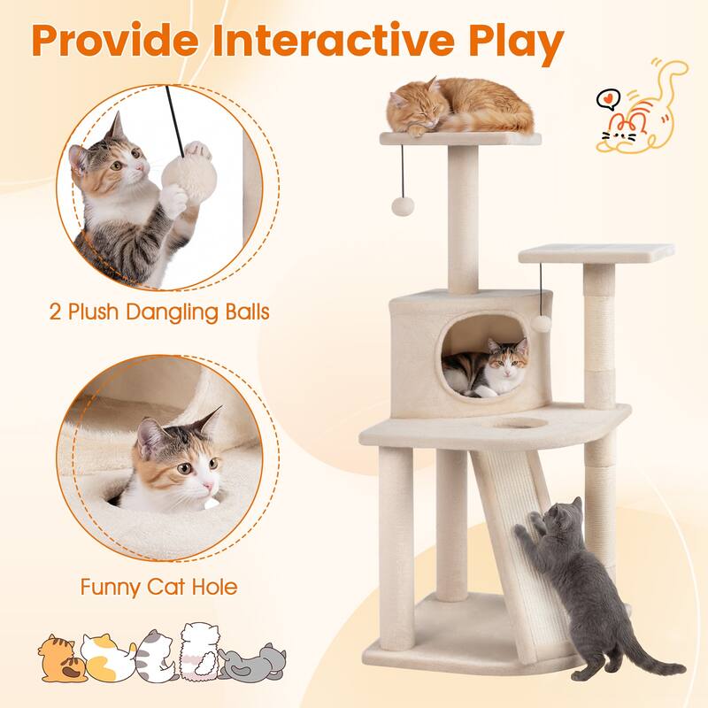 Gymax Cat Tree Multi-Level Cat Tower w/ Top Perches & Cozy Condo