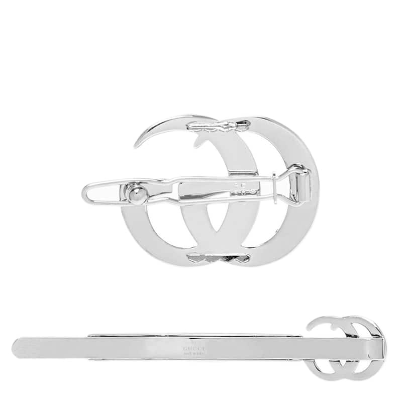 Gucci Double G Hair Slide Set with Crystals
