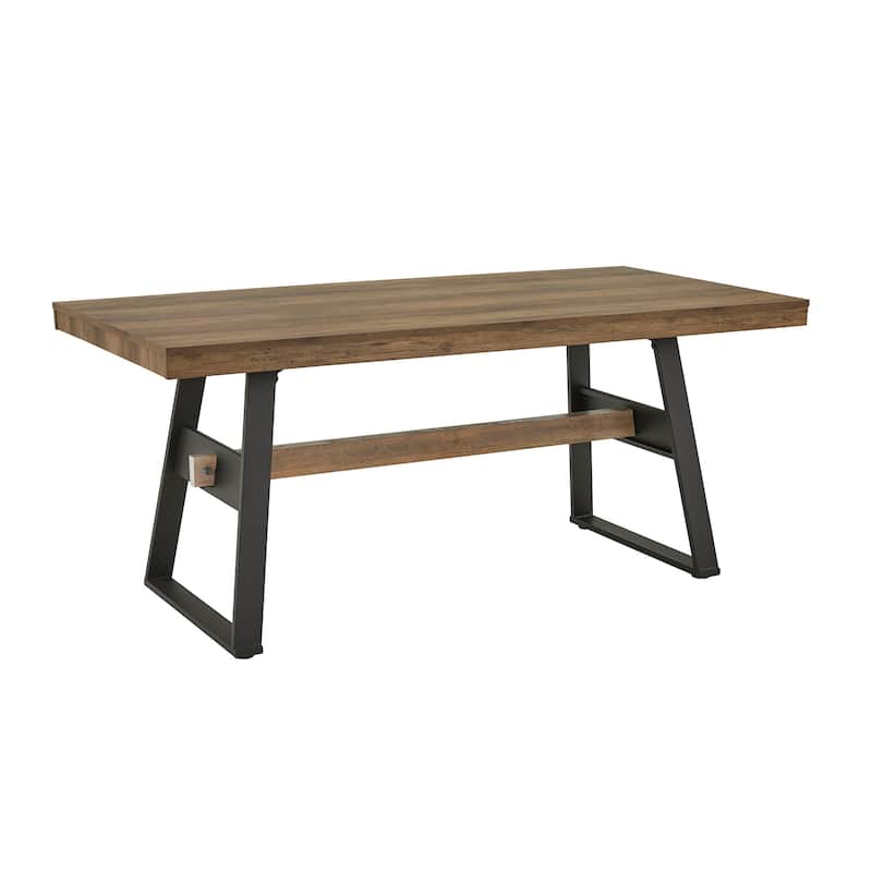 Glendive 69" Black Metal Brown Wood Finish 4-person Dining Table by iNSPIRE Q Modern