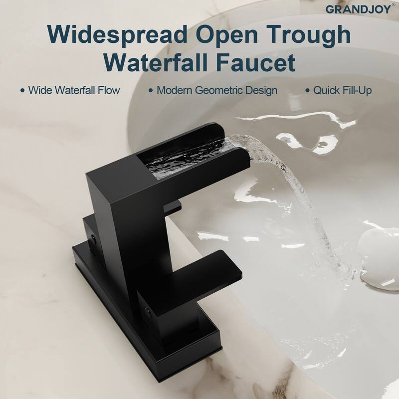 GRANDJOY Modern Dual Handle Centerset Waterfall Bathroom Faucet