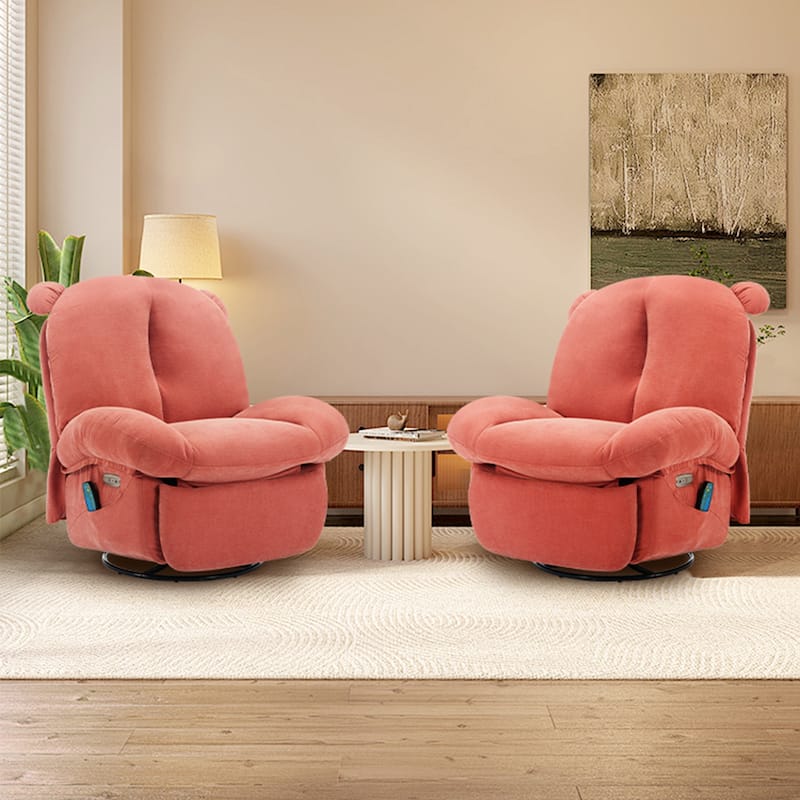 XINMICS Swivel Recliner Chair, Glider Rocking Power Recliner with Massage and Heated (Set of 2)