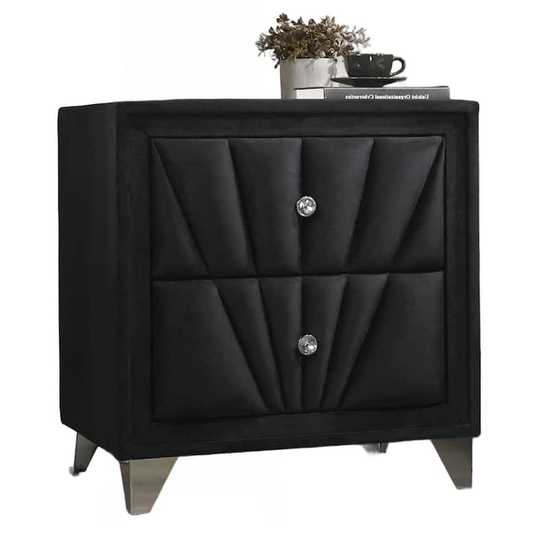 Charming Fully Upholstered Nightstand with Art Deco Appeal for Bedroom