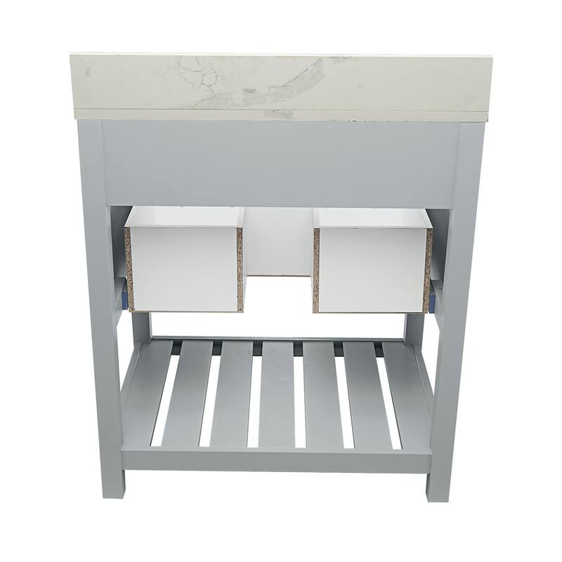 Tremblant 31" Bathroom Vanity in Espresso with Quartz Stone Vanity Top Sink w/ Backsplash in Galaxy White Single Hole