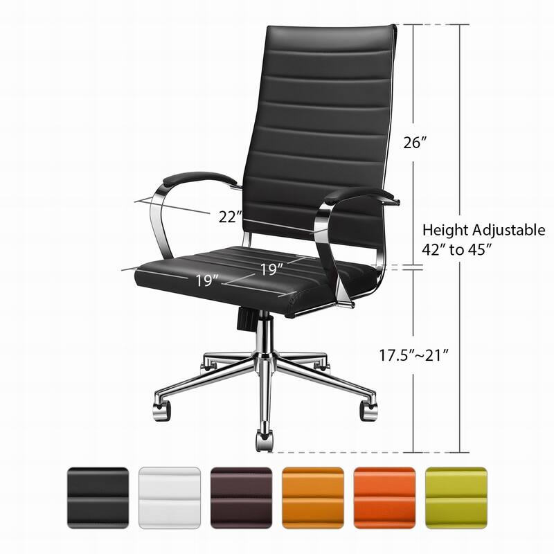 LUXMOD® Office Chair Faux Leather Silver Frame Adjustable and Swivel