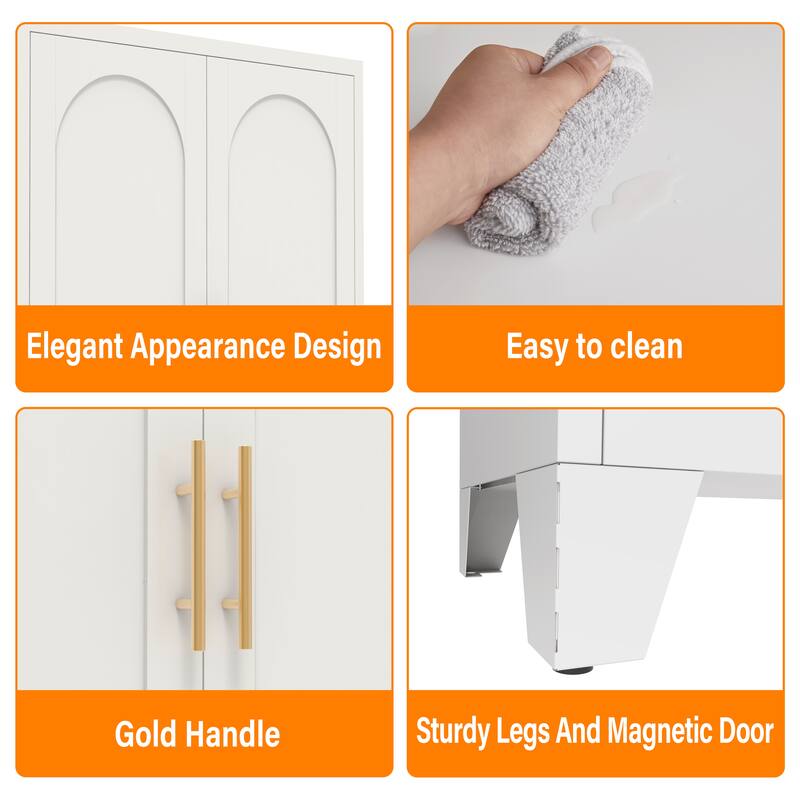 Rossetta 71'' 2-Door Shapely Metal Cabinet with Adjustable Shelves