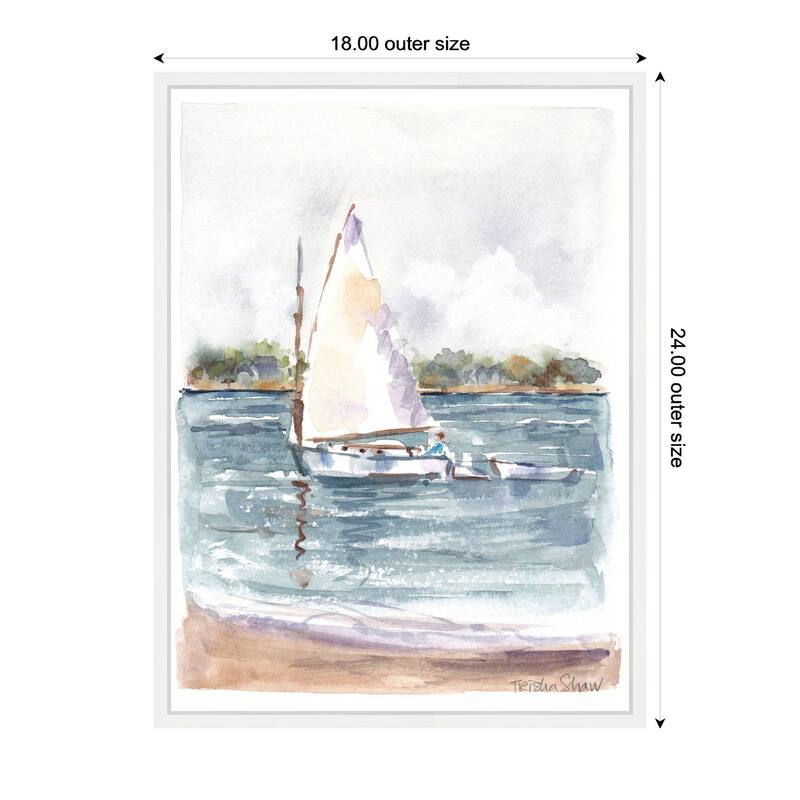 Kate and Laurel Sylvie 2 Maryanne Welch Chatham Fog Sailboat Framed Canvas by Patricia Shaw