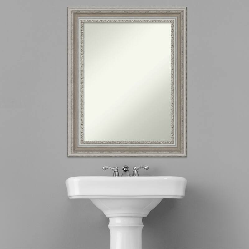 Non-Beveled Bathroom Wall Mirror - Parlor Silver Frame