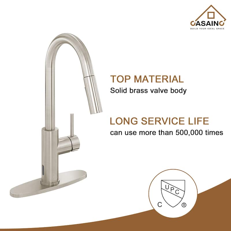 Nano Brushed Stainless Steel Undermount Workstation Kitchen Sink with Touchless Pull-Down Kitchen Faucet and Accessories