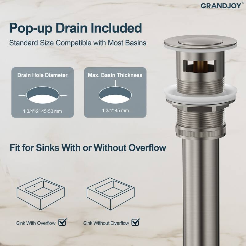 GRANDJOY 8" High Arc Widespread Double Handle Faucet