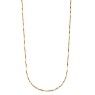 Curata Italian 14k Yellow Gold 0.7mm Box Chain Necklace For Women (Spring Ring)