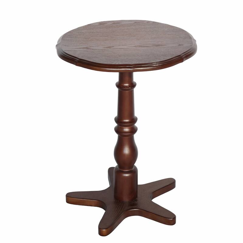 15.75 inch Round Small End Table, Wooden Pedestal Side Coffee Tables, Vintage Accent Nightstand for Living Room, Bedroom