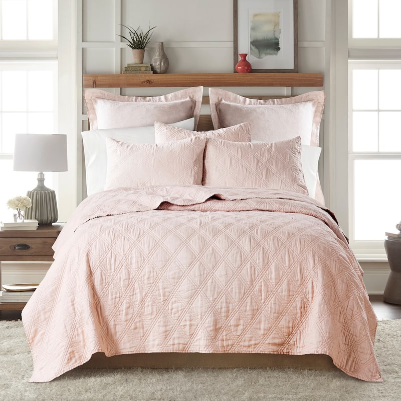 Washed Linen Blush Full/Queen Quilt - Levtex Home - Twin - Twin XL