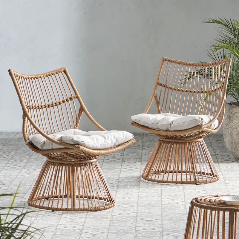 Caryl Outdoor Wicker High Back Lounge Chair (Set of 2) by Christopher Knight Home