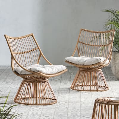 Caryl Outdoor Wicker High Back Lounge Chair (Set of 2) by Christopher Knight Home