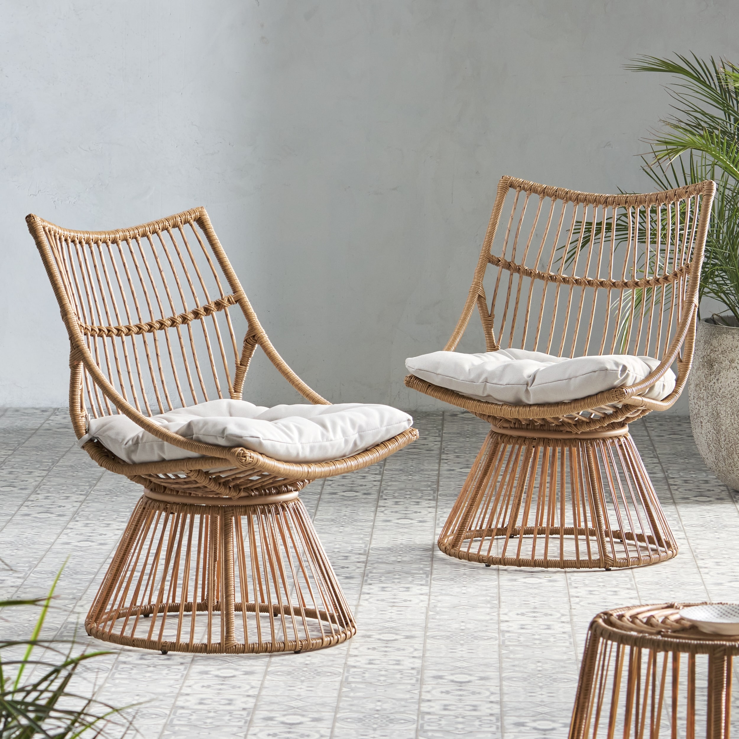 Caryl Outdoor Wicker High Back Lounge Chair (Set of 2) by Christopher Knight Home